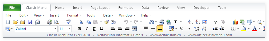 Excel Classic Menu