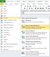 Classic menu File in Excel