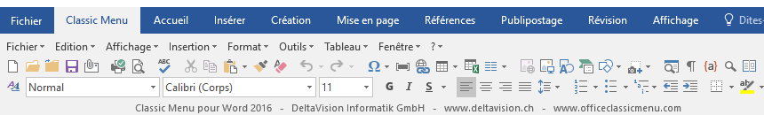 Word Classic Menu
